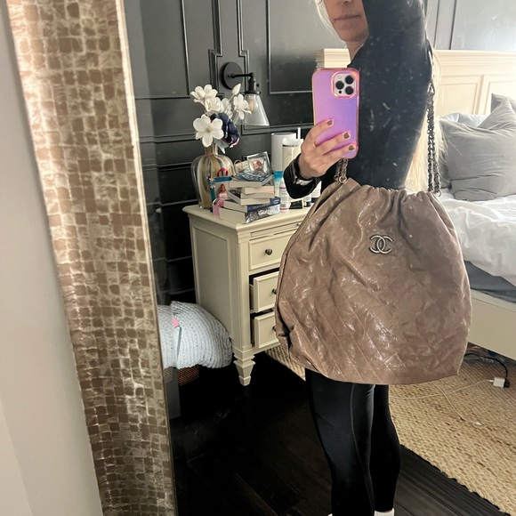 Authentic Chanel CC Elastic Shoulder Bag Quilted Glazed Caviar Largw - Picture 10 of 11